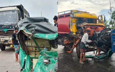 মাধবপুরে ট্রাক-লরি-অটোরিকশার ত্রিমুখী সংঘর্ষে নিহত ২