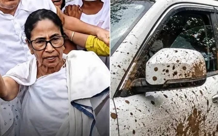 কলকাতায় মমতা ব্যানার্জীর গাড়িতে হামলা