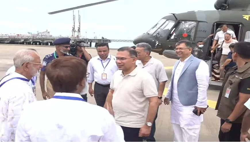 মহেশখালীর মাতারবাড়িতে পৌঁছেছেন প্রধানমন্ত্রী