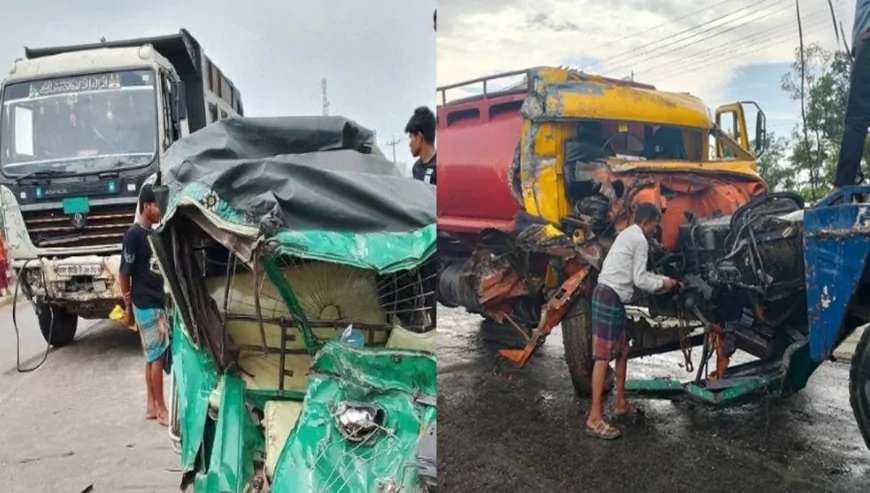 মাধবপুরে ট্রাক-লরি-অটোরিকশার ত্রিমুখী সংঘর্ষে নিহত ২