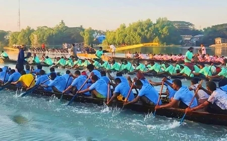 নৌকা বাইচ ঘিরে উৎসবের আমেজ, অংশ নিল ২২ নৌকা
