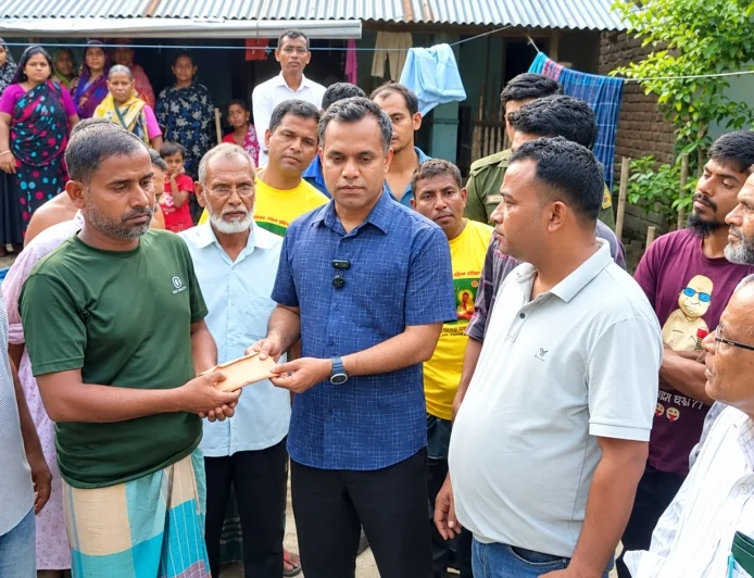ট্রলারডুবিতে স্ত্রী-কন্যা হারানো শংকর বেপারীর পাশে প্রতিমন্ত্রী